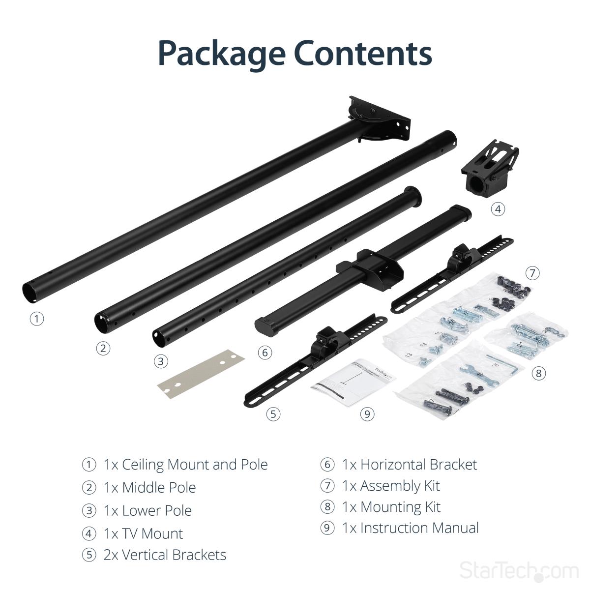 STARTECH.COM High Ceiling Tv Mount-32-70in 8.2 To 9.8ft Long Pole