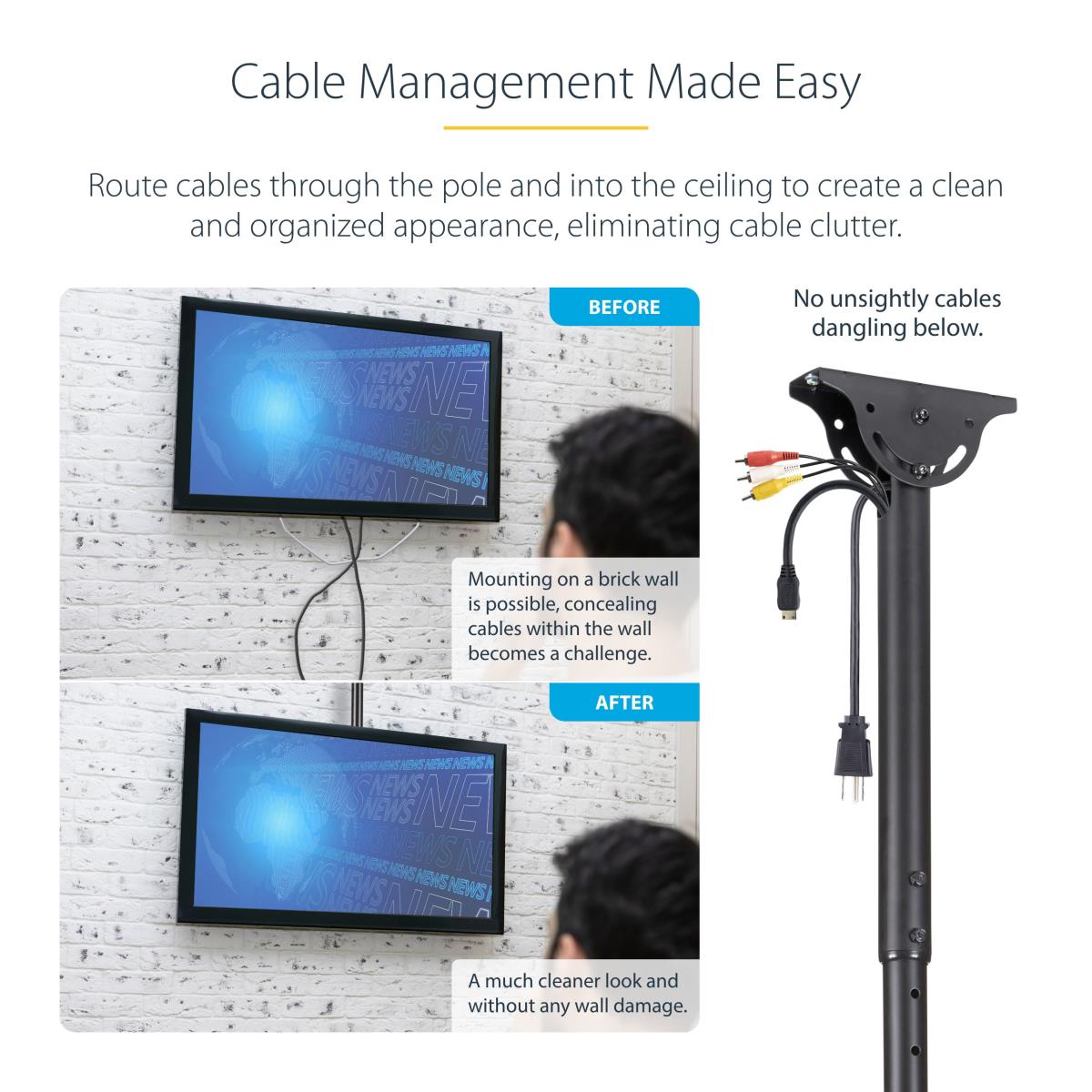 STARTECH.COM High Ceiling Tv Mount-32-70in 8.2 To 9.8ft Long Pole
