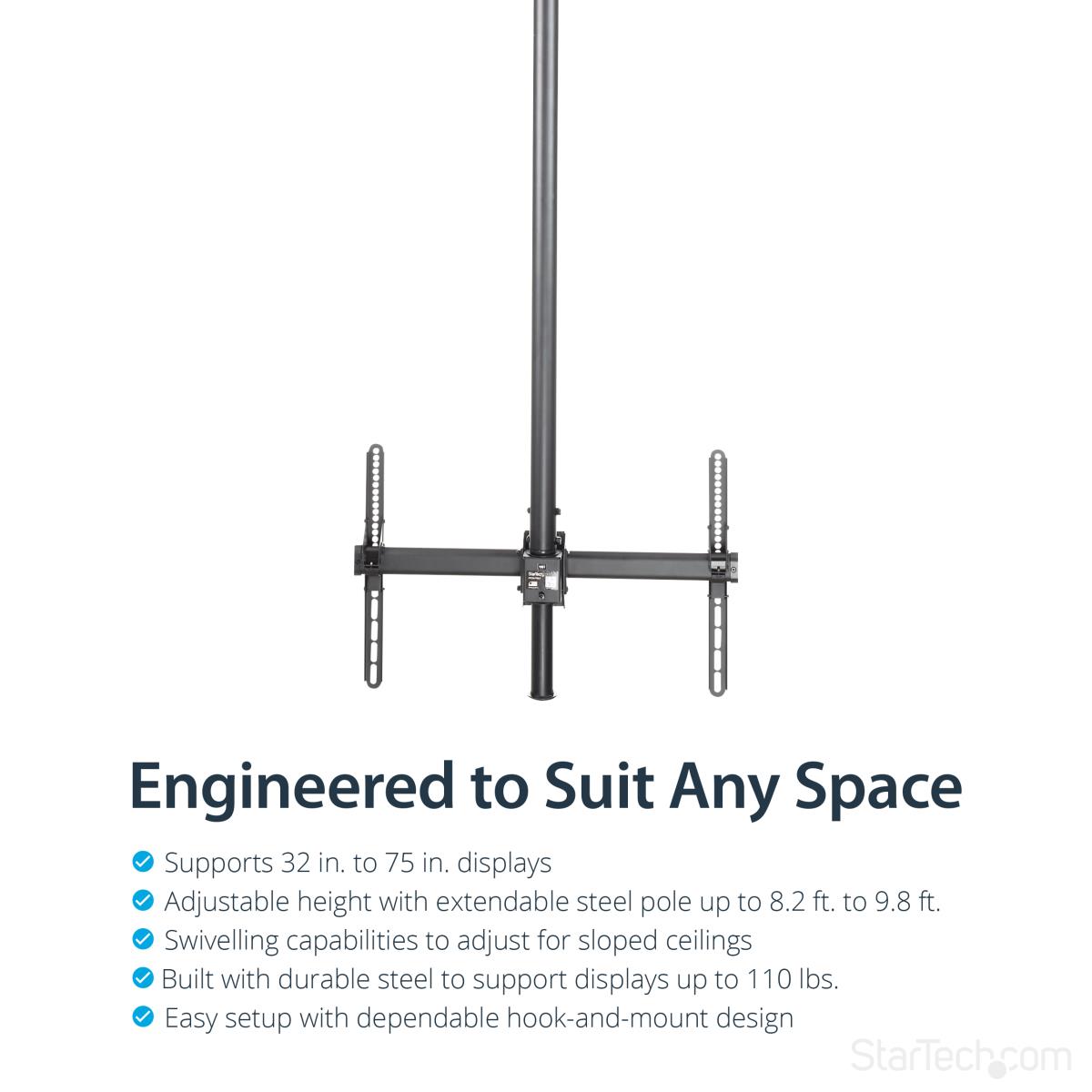 STARTECH.COM High Ceiling Tv Mount-32-70in 8.2 To 9.8ft Long Pole