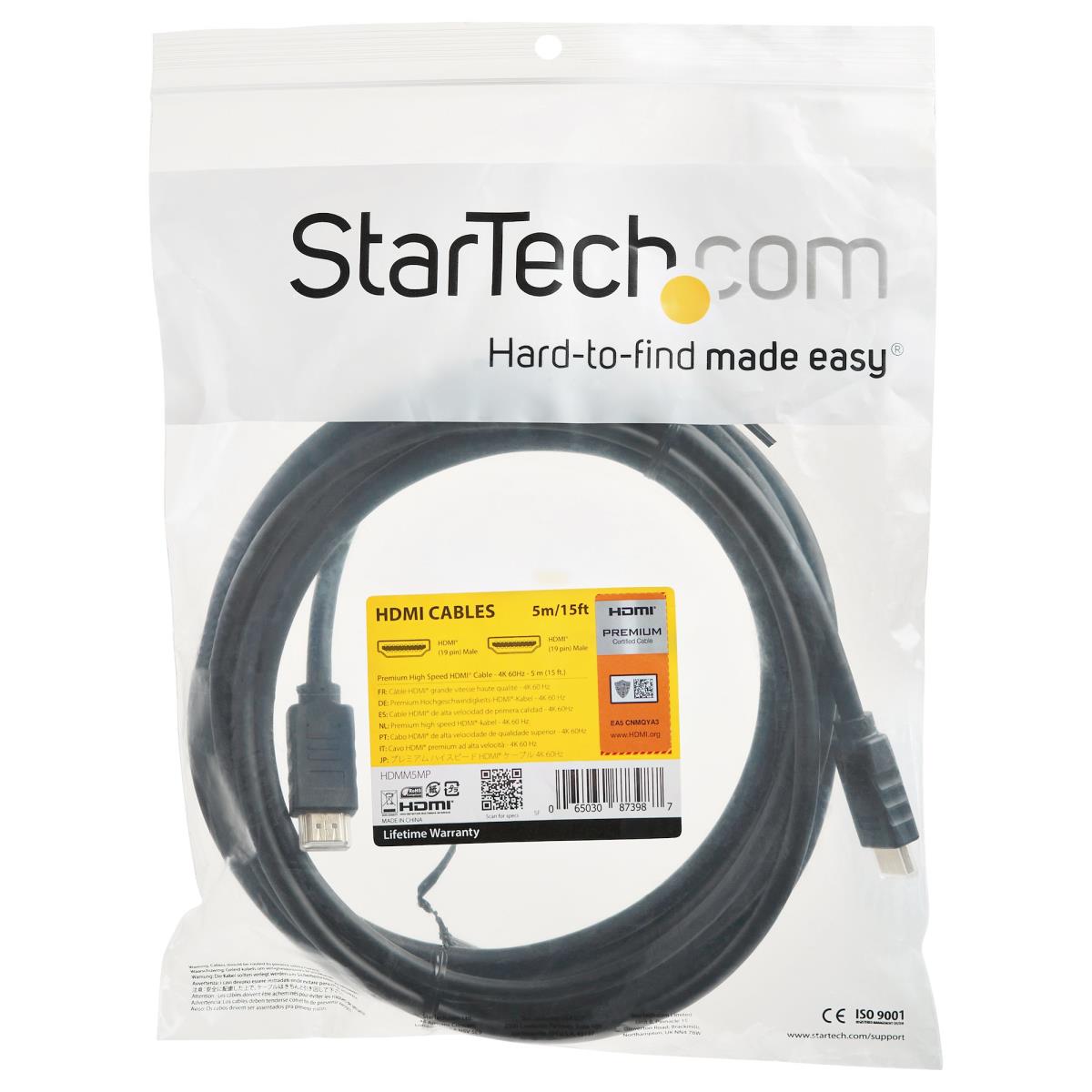 STARTECH.COM Premium High Speed Hdmi Cable With Ethernet - 4k 60hz - 5m