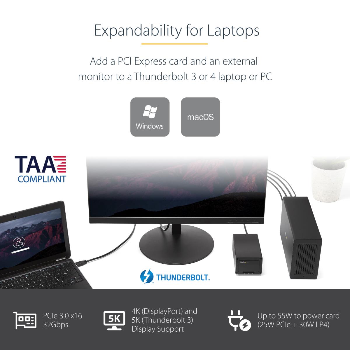 STARTECH.COM Thunderbolt 3 To Pci-e Enclosure With DisplayPort - Pci-e X16