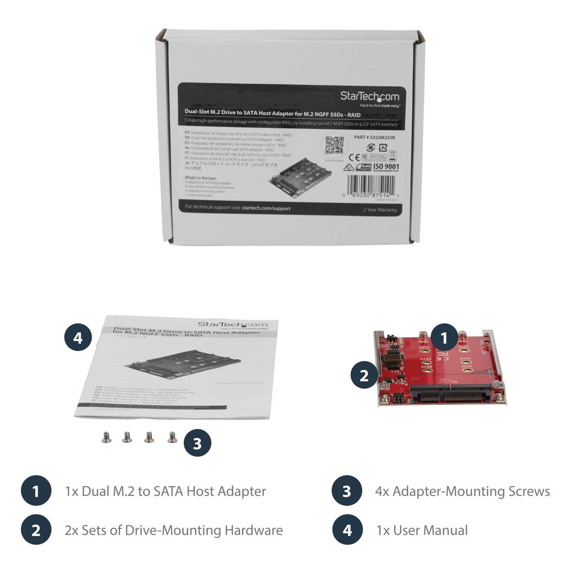 STARTECH.COM Dual-slot M.2 Drive To SATA Adapter For 2.5in Drive Bay - Raid