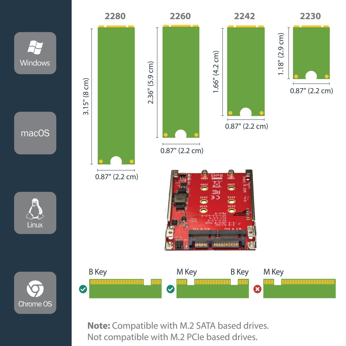 STARTECH.COM Dual-slot M.2 Drive To SATA Adapter For 2.5in Drive Bay - Raid