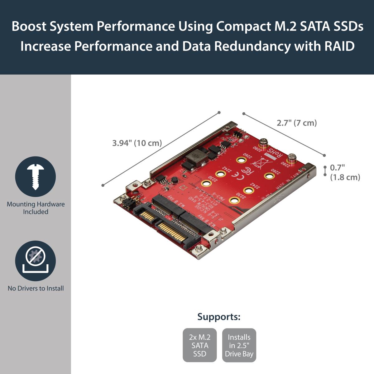STARTECH.COM Dual-slot M.2 Drive To SATA Adapter For 2.5in Drive Bay - Raid