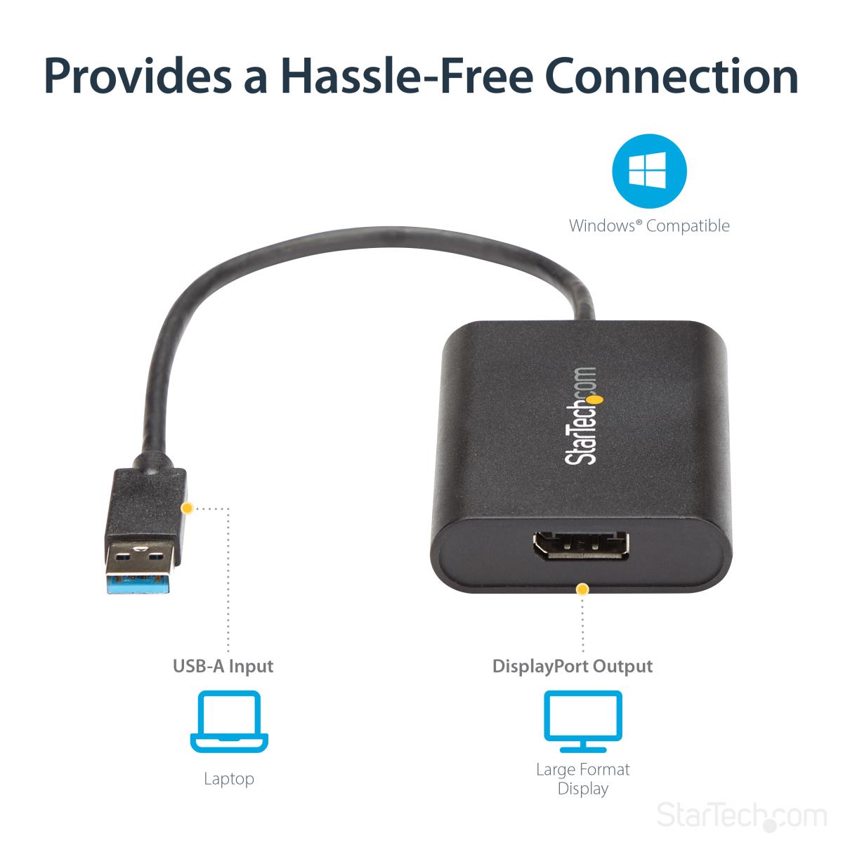 STARTECH.COM USB To DisplayPort Adapter - USB 3.0 - 4k 30hz