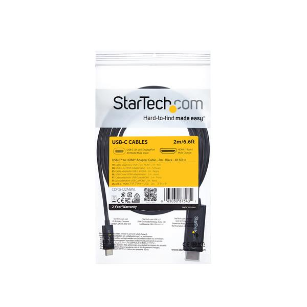 STARTECH.COM USB C To Hdmi Cable - 4k At 60 Hz - Black  -  2m