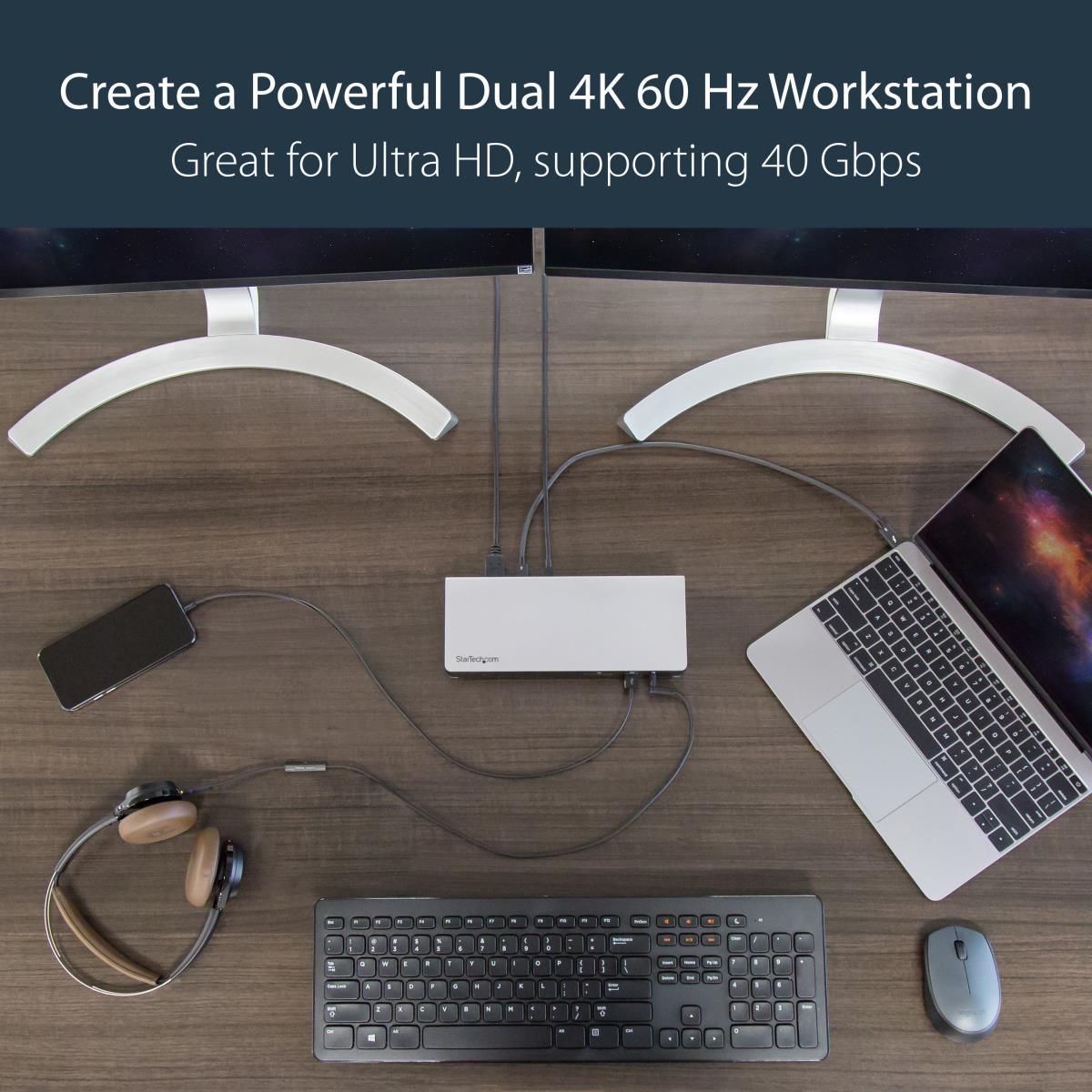STARTECH.COM Dock - Thunderbolt 3 Dual 4k 60hz Monitor With 6x USB 3.0 Ports