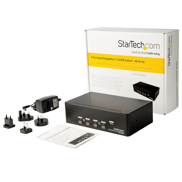 STARTECH.COM KVM Switch - Dual DisplayPort 4-port - 4k 60hz