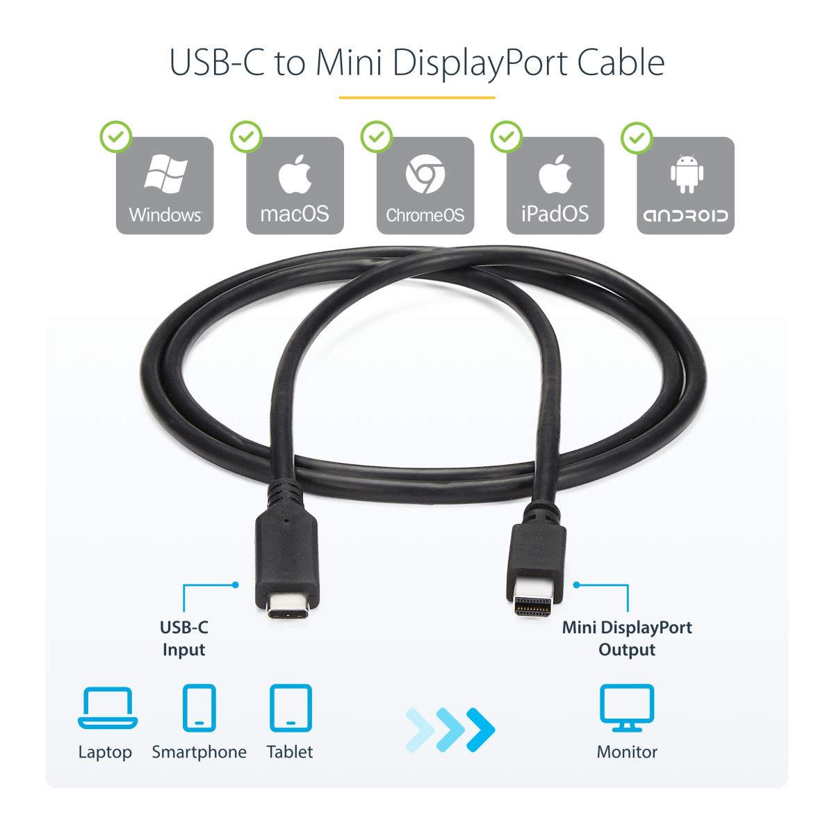 STARTECH.COM USB C To Mini Dp Cable - 4k 60hz 1m Black