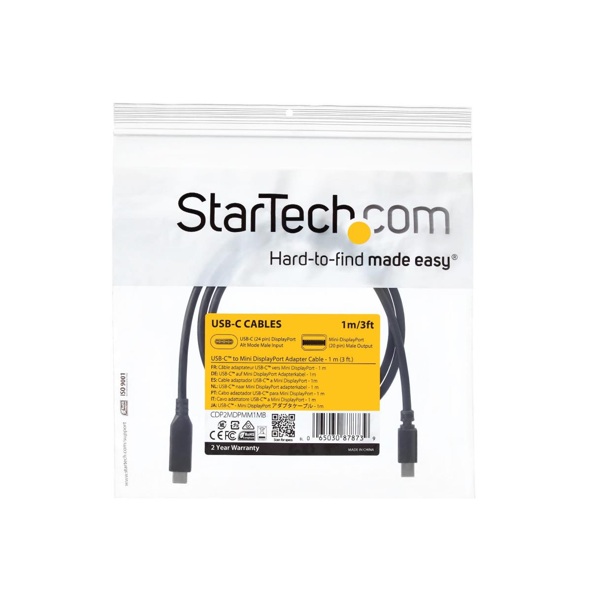 STARTECH.COM USB C To Mini Dp Cable - 4k 60hz 1m Black