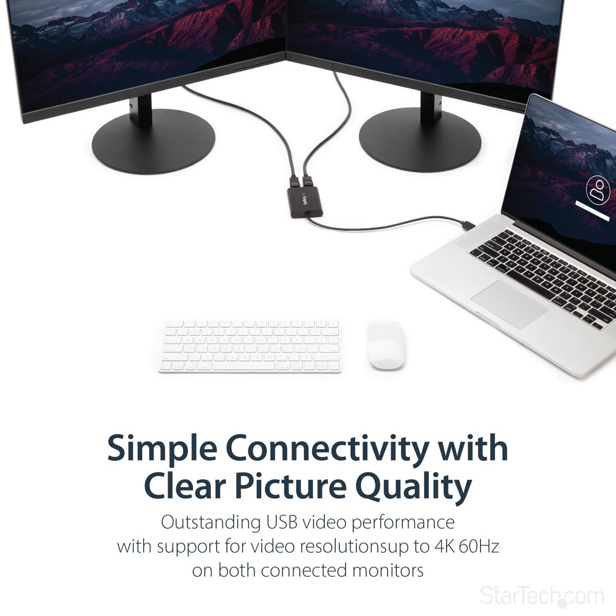 STARTECH.COM USB To Dual DisplayPort Adapter - 4k 60hz - USB 3.0 (5gbps)