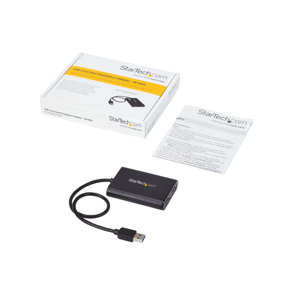 STARTECH.COM USB To Dual DisplayPort Adapter - 4k 60hz - USB 3.0 (5gbps)