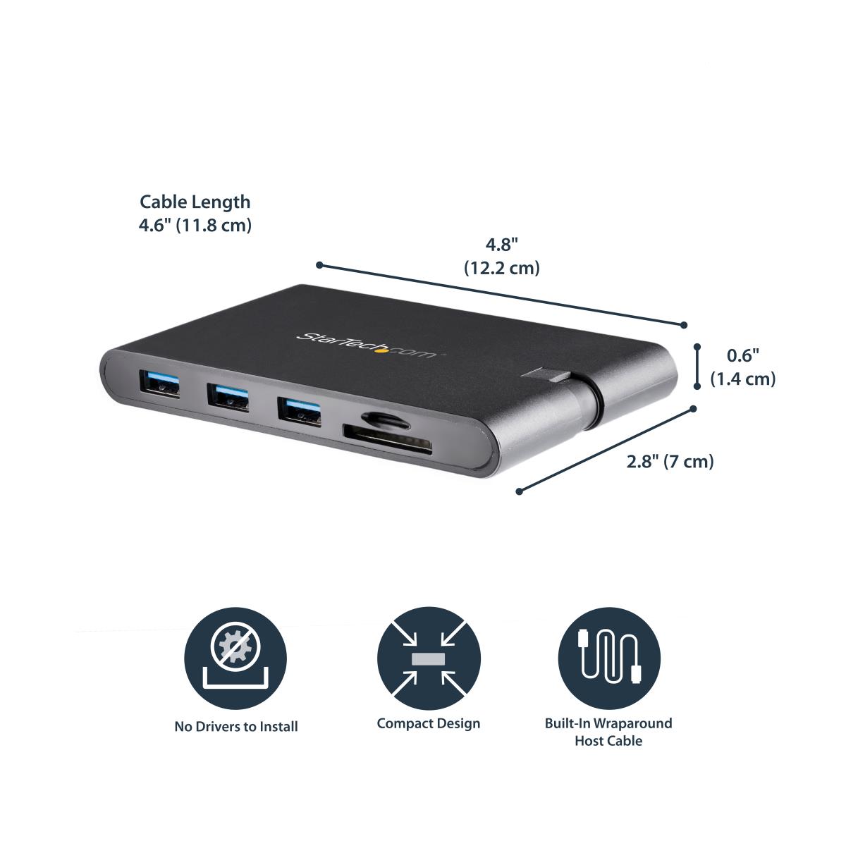 STARTECH.COM Docking Station - USB-c Multiport Adapter With Hdmi And Vga - 3x USB 3.0 - Sd - Pd 3.0 - Wraparound Cable