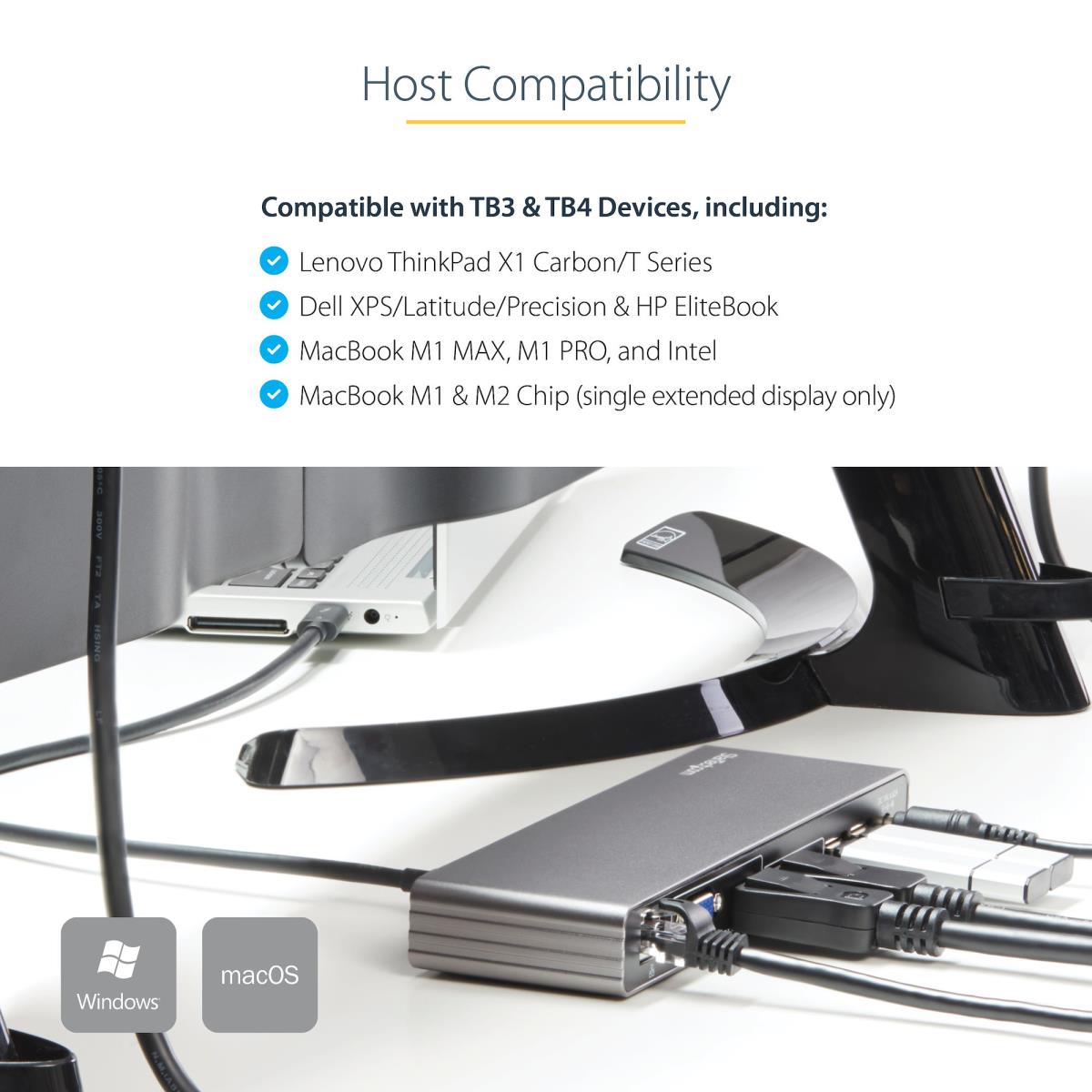 STARTECH.COM Dock - Thunderbolt 3 Mac & Windows - Dual 4k 60hz - 85w Power Delivery
