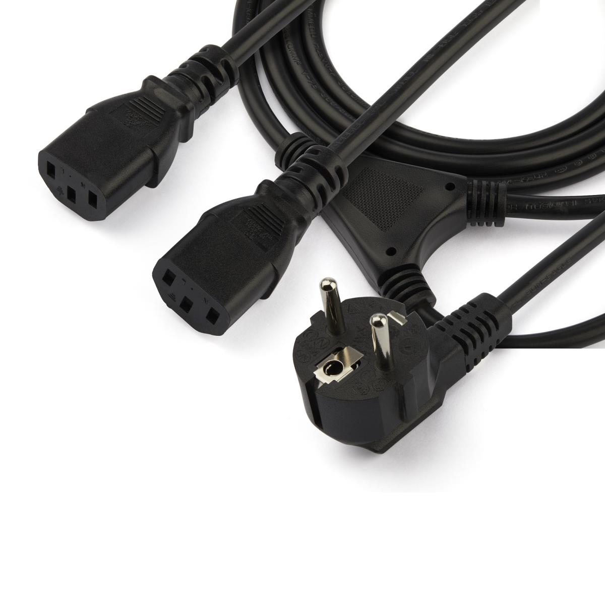 STARTECH.COM Power Cord C13 Y Splitter  Schuko Cee7 To 2x C13 2m