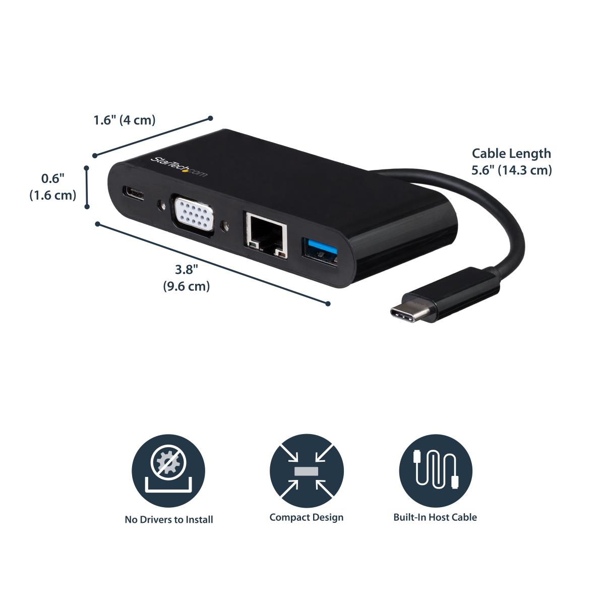 STARTECH.COM USB-c Vga Multiport Adapter - Power Delivery (60w) - USB 3.0 - Gbe