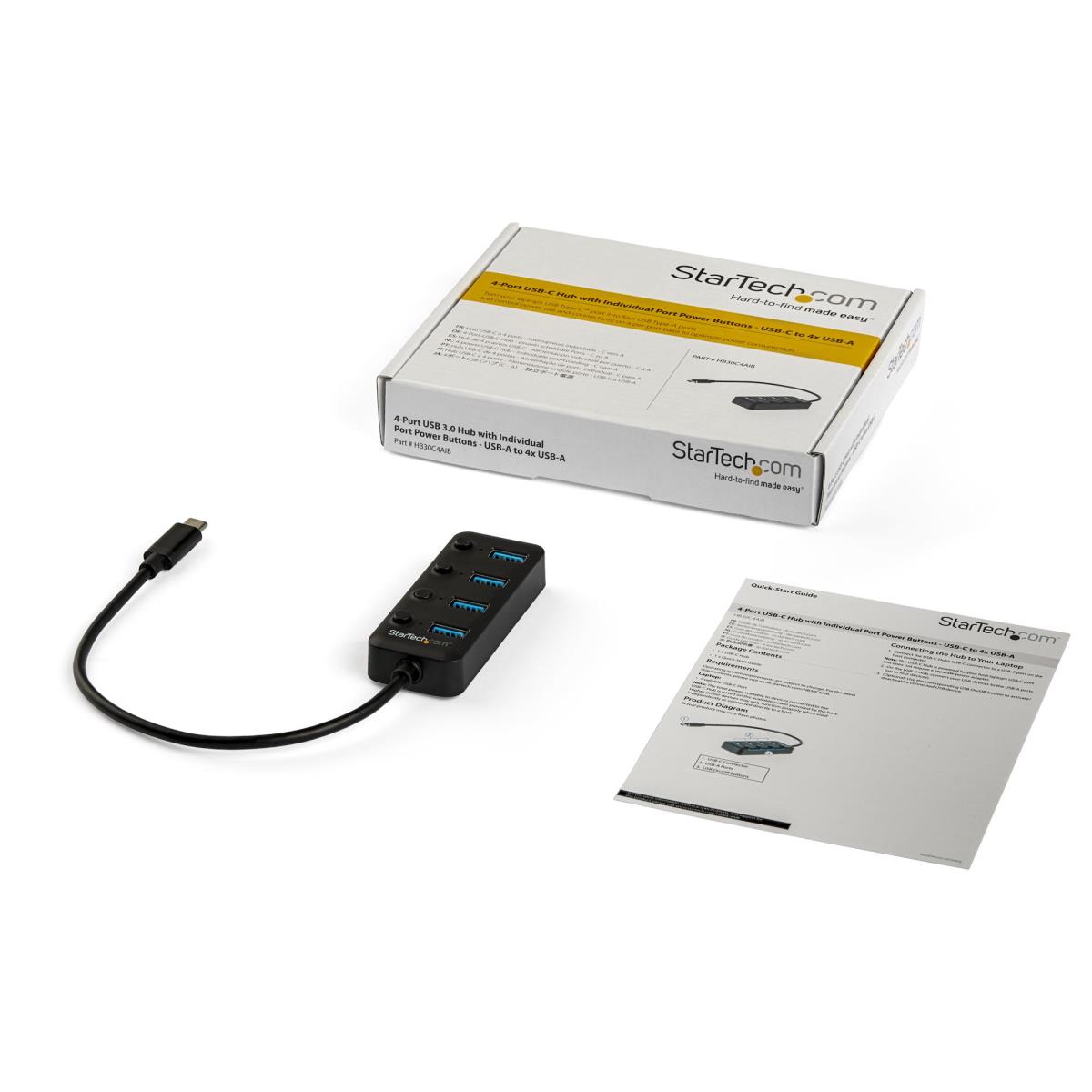 STARTECH.COM USB-c Hub - 4-port USB C Hub-4x USB-a Individual On/off Switches