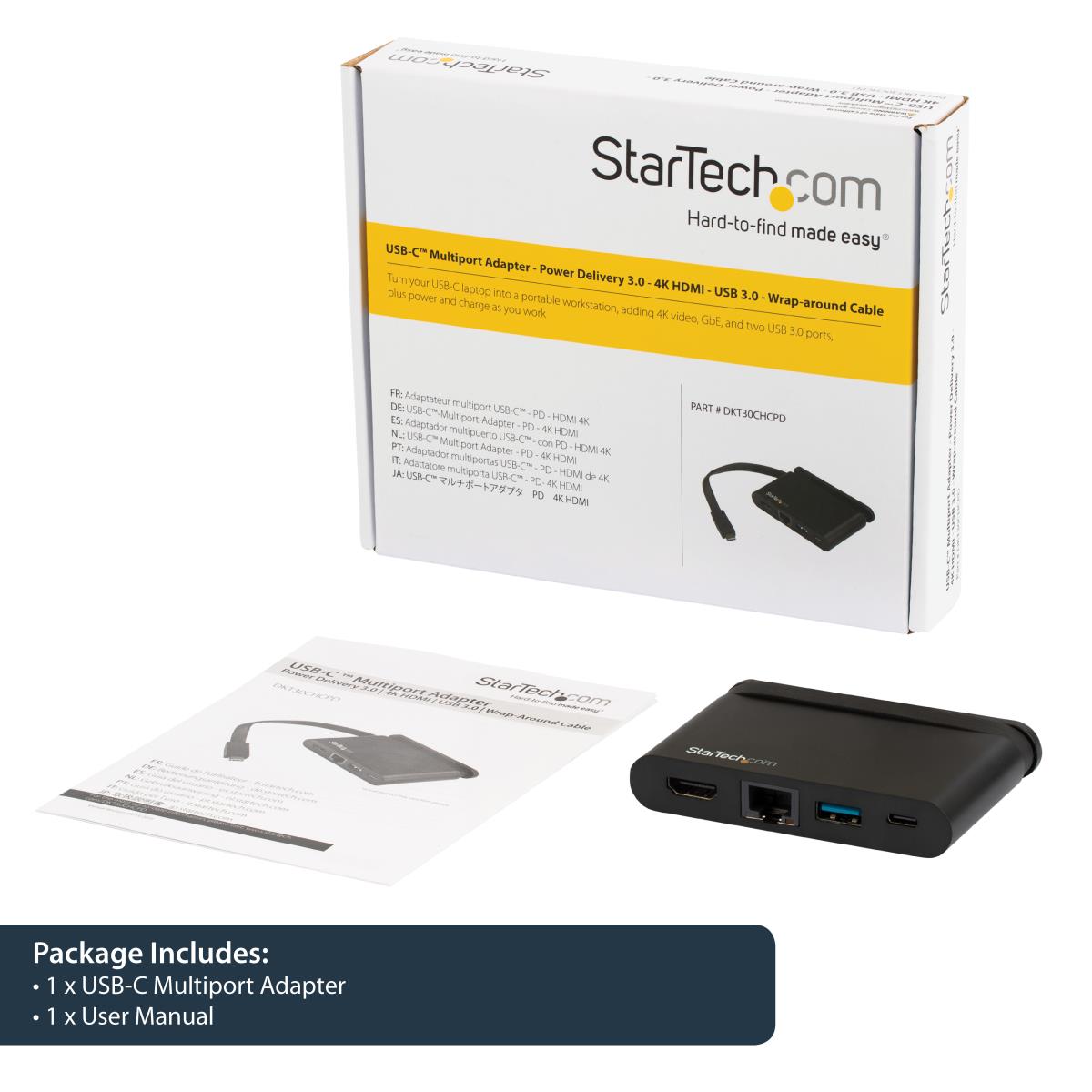 STARTECH.COM Docking Station USB-c Multiport Adapter - Hdmi 4k -1xa 1xc Gbe-100w Pd 3.0