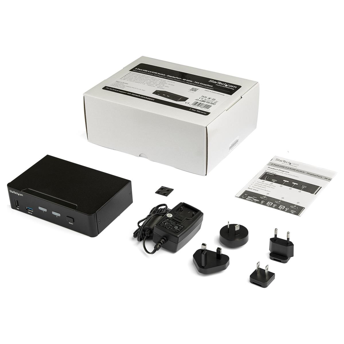 STARTECH.COM KVM Switch - 2 Port DisplayPort  - 4k60hz - USB 3.0 Hub
