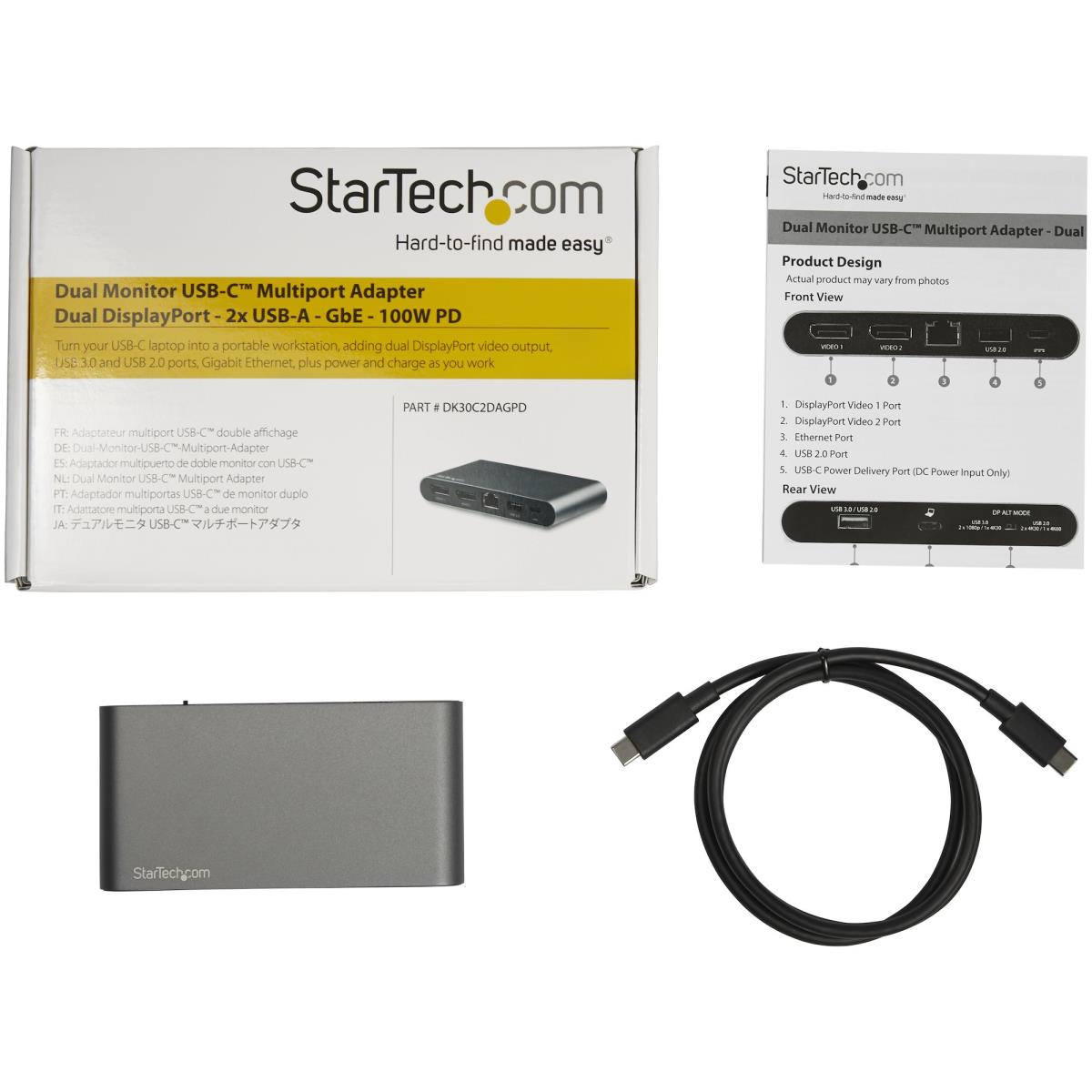 STARTECH.COM Docking Station - Dual-monitor USB-c Multiport Adapter - 2 X 4k Dp - 100w Pd 3.0