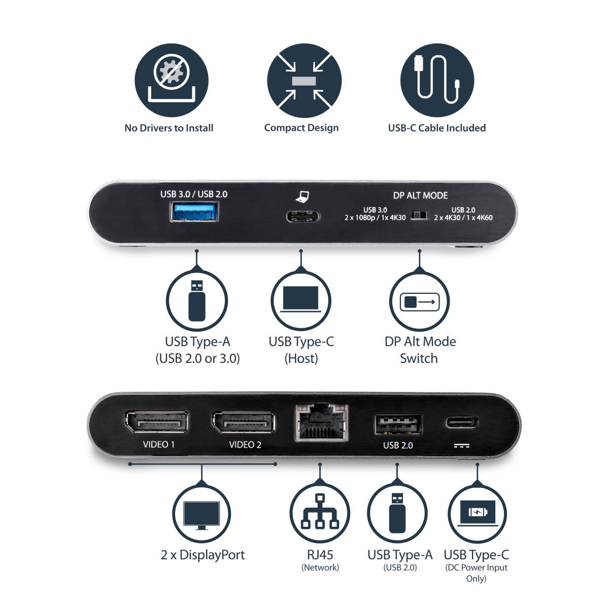 STARTECH.COM Docking Station - Dual-monitor USB-c Multiport Adapter - 2 X 4k Dp - 100w Pd 3.0