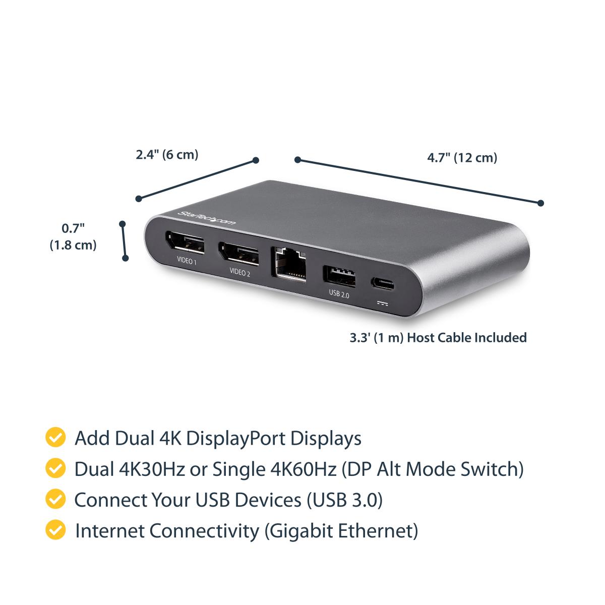 STARTECH.COM Docking Station - Dual-monitor USB-c Multiport Adapter - 2 X 4k Dp - 100w Pd 3.0