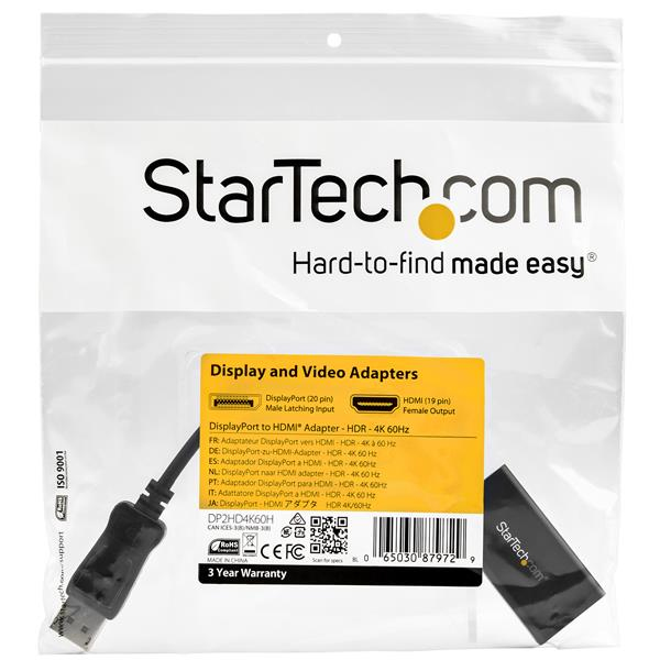STARTECH.COM DisplayPort To Hdmi Adapter Hdr 4k 60hz Dp 1.4 Hdmi 2.0b