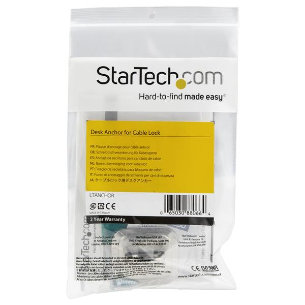 STARTECH.COM Laptop Cable Lock Anchor Steel Computer Security Cable Anchor