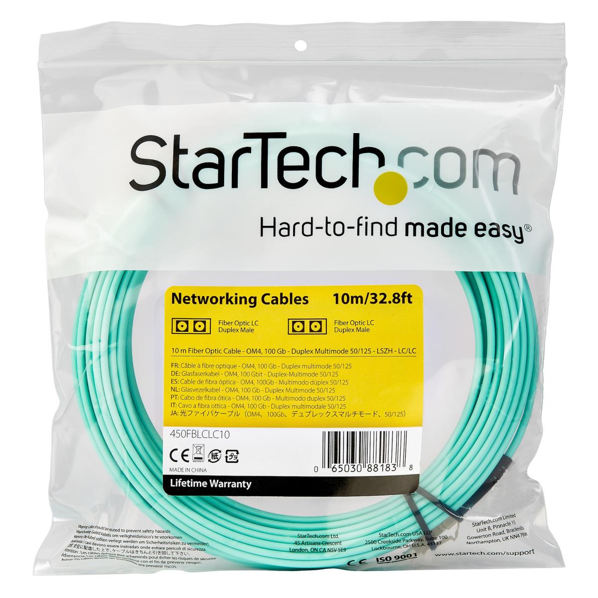 STARTECH.COM Om4 Fiber Optic Cable 100 GB 50/125 Lszh-lc/lc- Multimode Duplex 10m