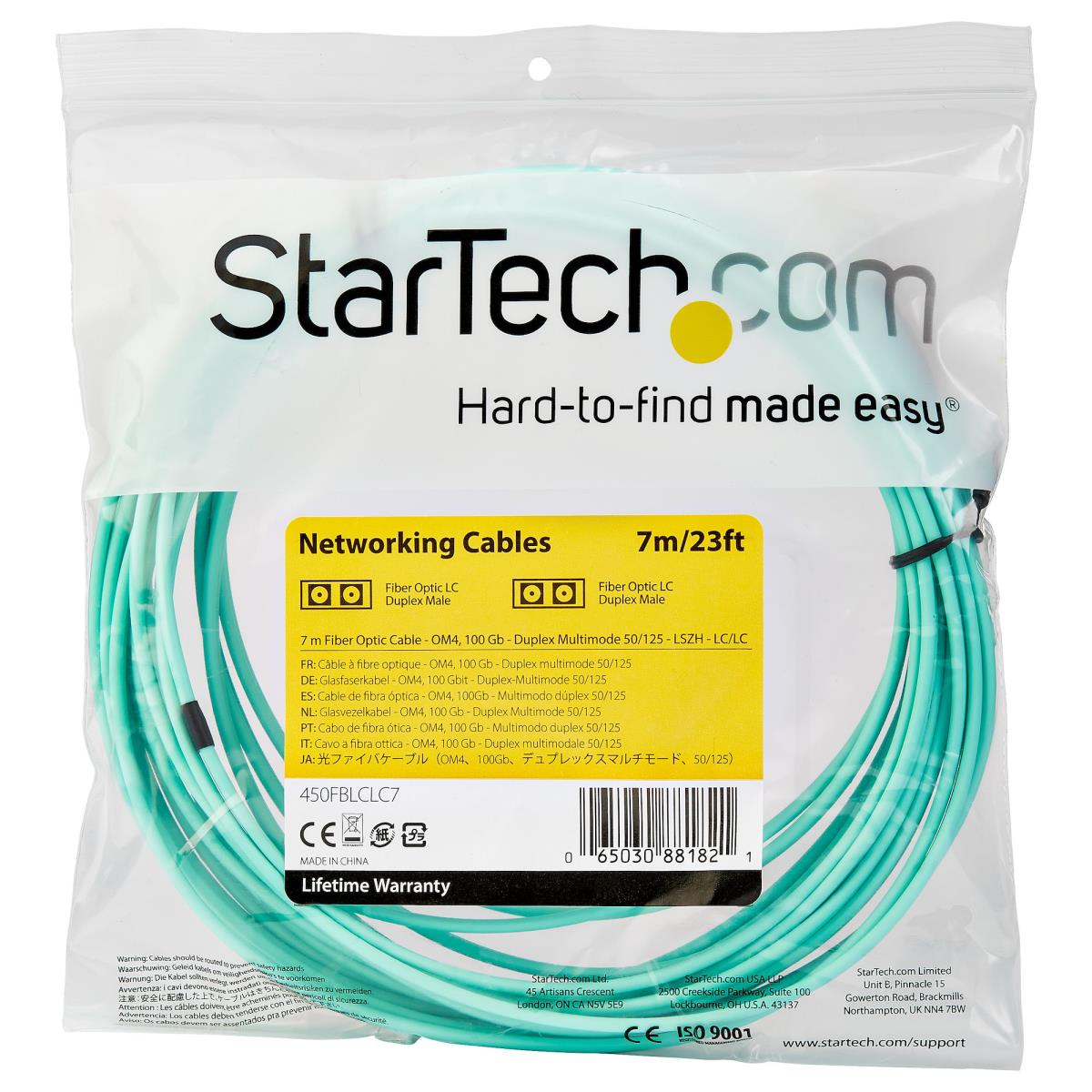 STARTECH.COM Om4 Fiber Optic Cable 100 GB 50/125 Lszh-lc/lc- Multimode Duplex 7m