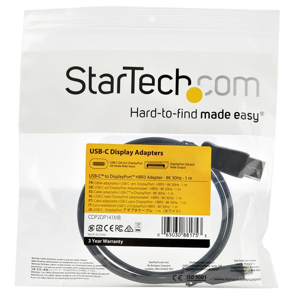 STARTECH.COM USB-c To DisplayPort Adapter Cable - 8k 30hz - 1m
