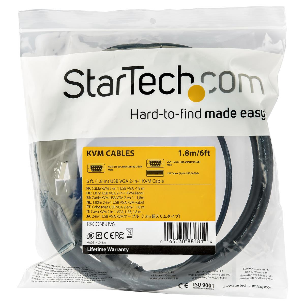 STARTECH.COM KVM Console Cable - Vga And USB For Rackmount Consoles - 4.5m