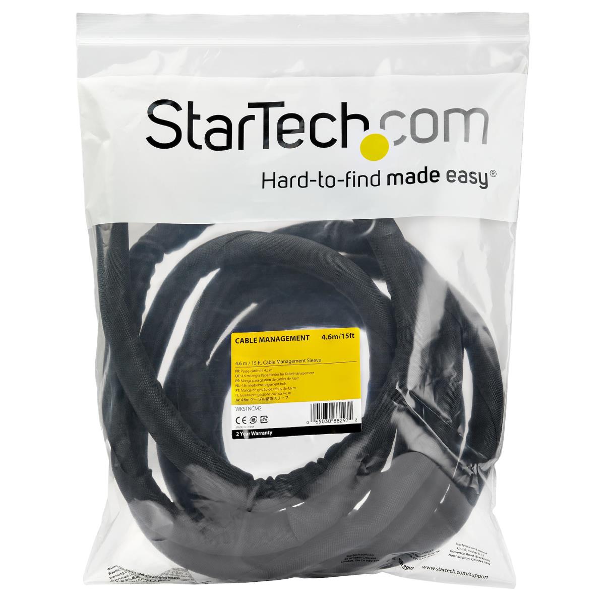 STARTECH.COM Cable Management Sleeve - Trimmable Fabric Cable Organizer 4.5m
