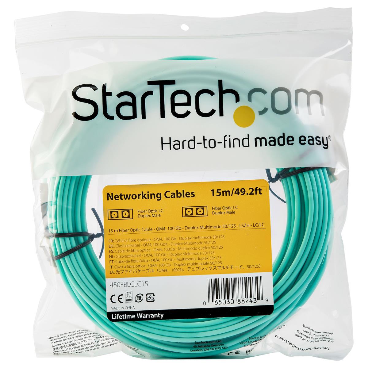 STARTECH.COM Om4 Fiber Optic Cable 100 GB 50/125 Lszh-lc/lc- Multimode Duplex 15m