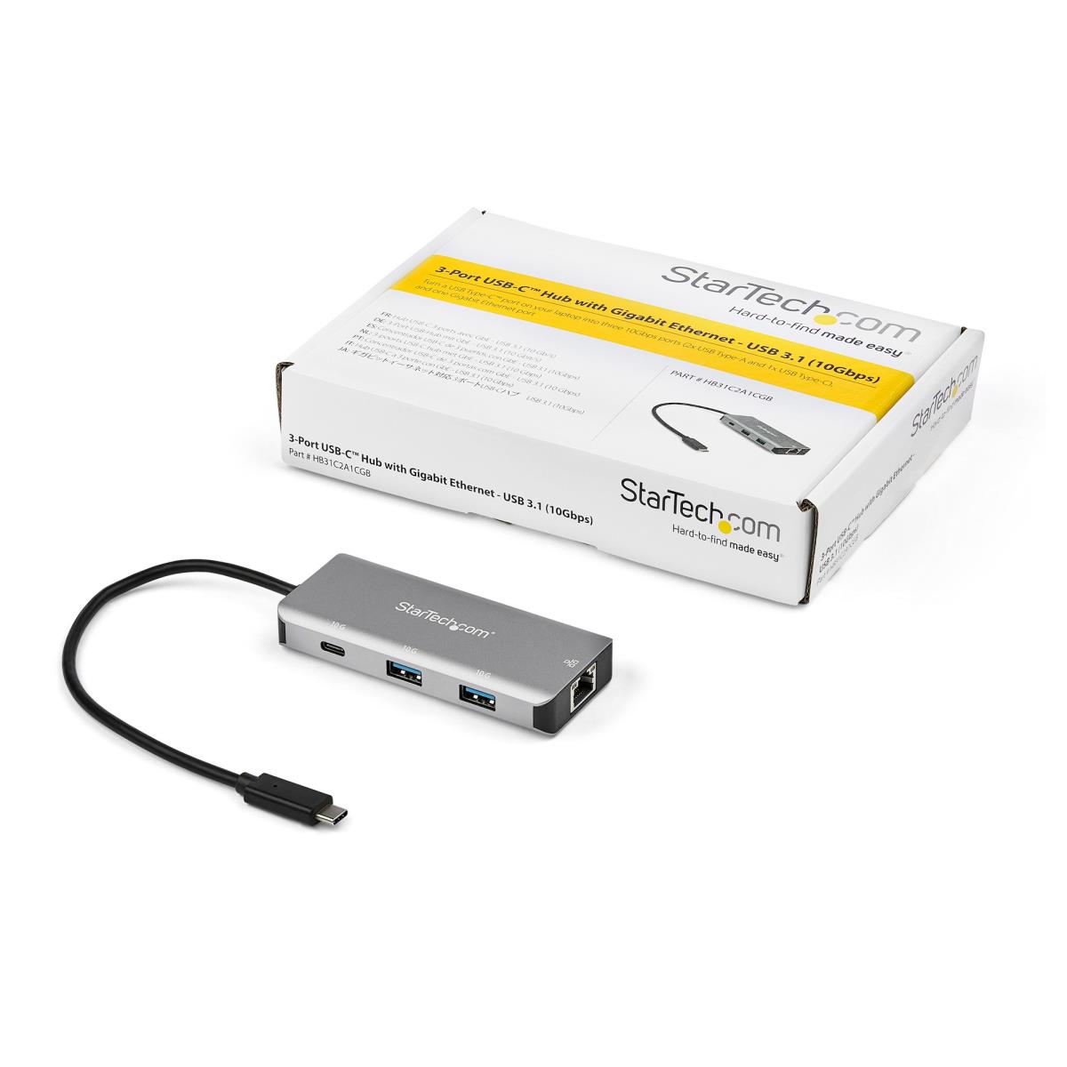 STARTECH.COM 3-PORT USB-C HUB WITH LAN PORT - 10GBPS - 2X USB-A 1X USB-C (HB