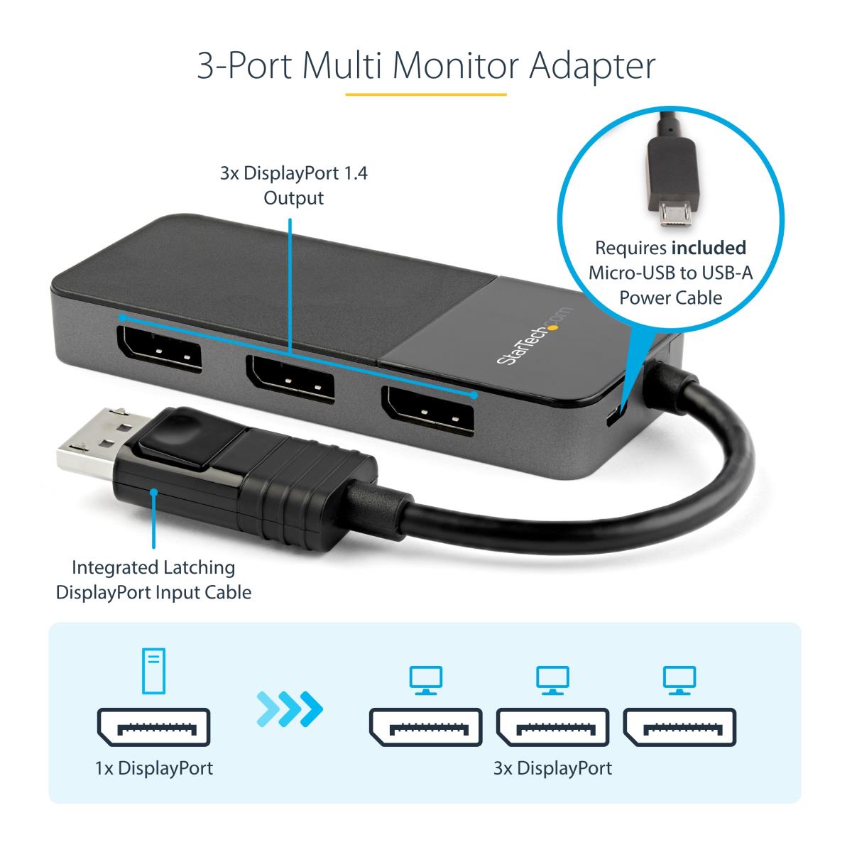 STARTECH.COM DisplayPort Mst Hub - 3-port Dp 1.4