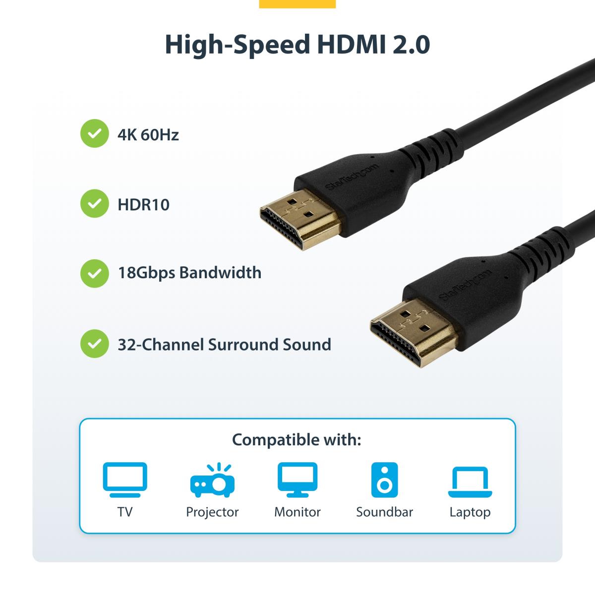 STARTECH.COM Premium High Speed Hdmi Cable With Ethernet Aramid Fiber 2m