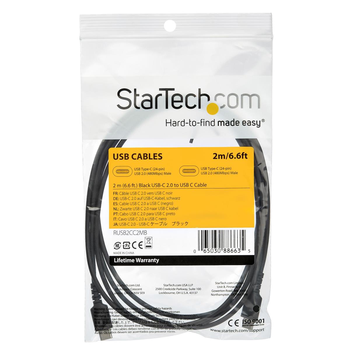 STARTECH.COM Durable Fast Charge & Sync USB 3.1 - USB C Charging Cable - 2m