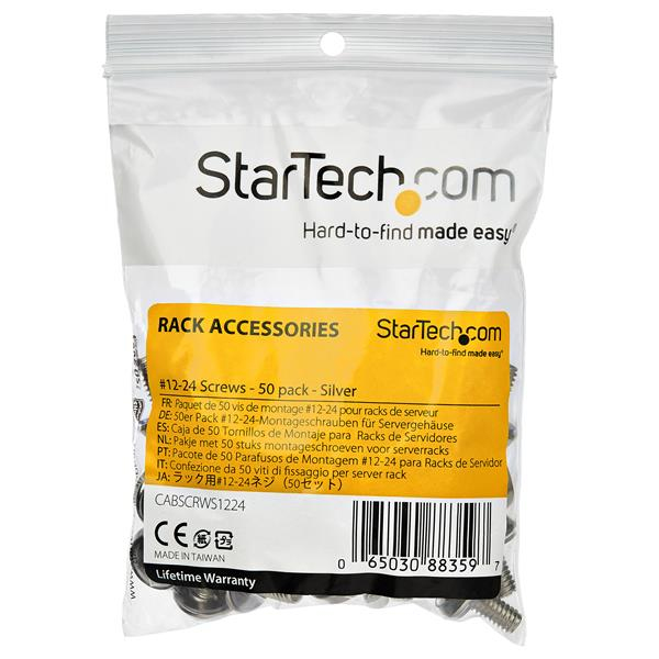 STARTECH.COM 12-24 Server Rack Screws - Mounting Screws for Rack and Server Cabinets - Nickel-Plated - 50 pack
