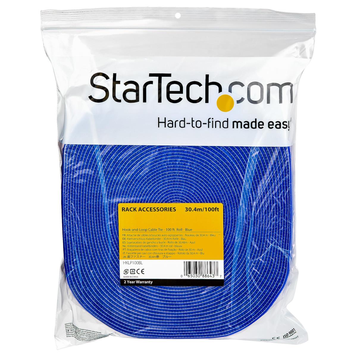 STARTECH.COM Hook And Loop Roll - Resuable - Blue - 100ft