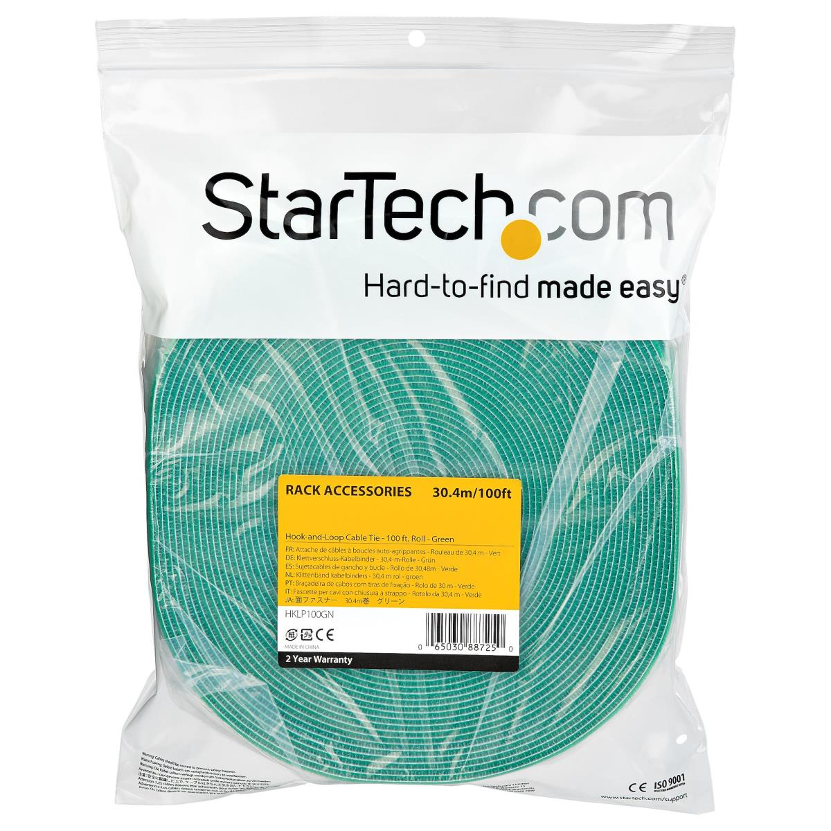 STARTECH.COM Hook And Loop Roll - Resuable - Green - 100ft