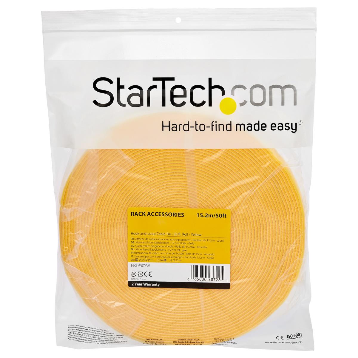 STARTECH.COM Hook And Loop Roll - Resuable - Yellow - 25ft
