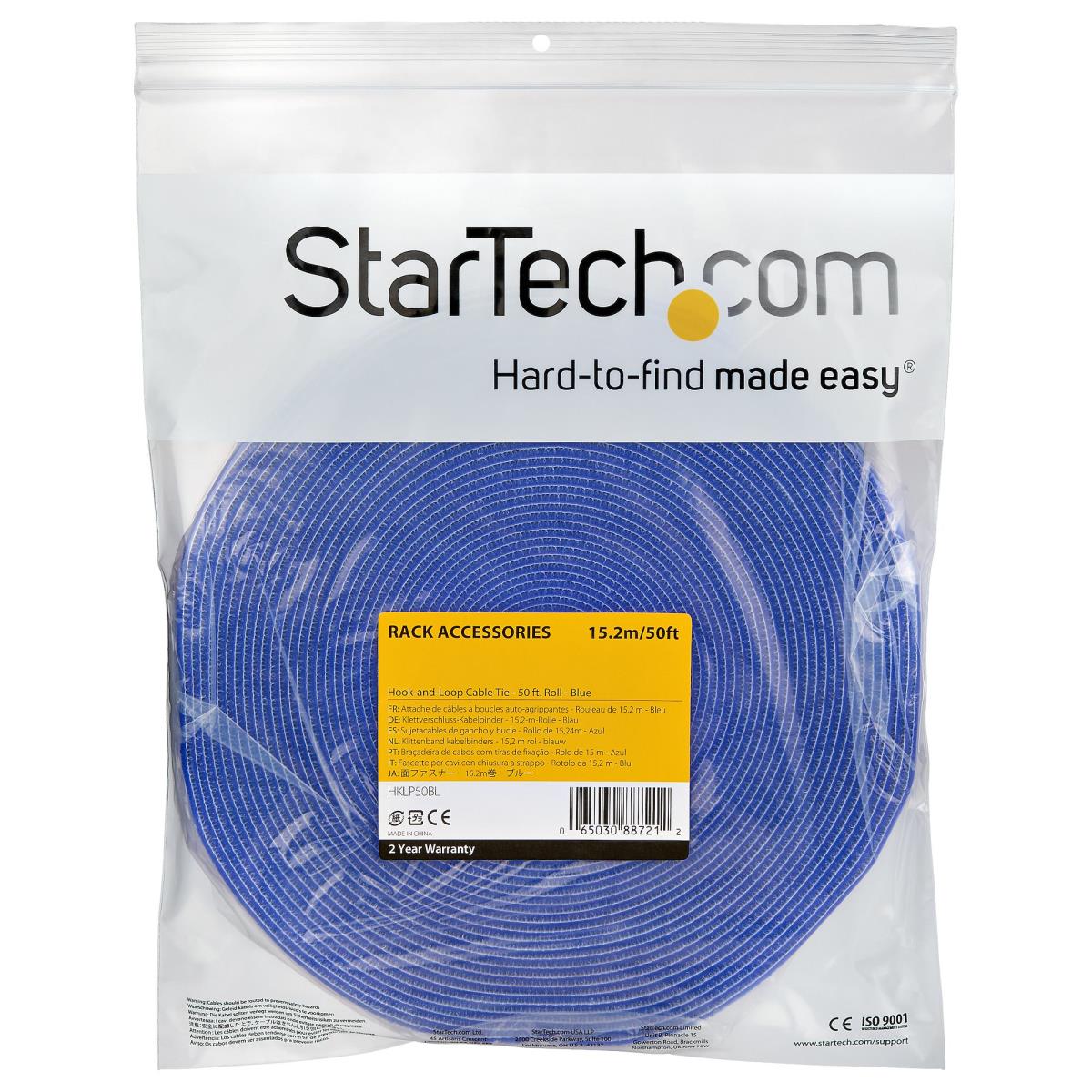 STARTECH.COM Hook And Loop Roll - Resuable - Blue - 50ft