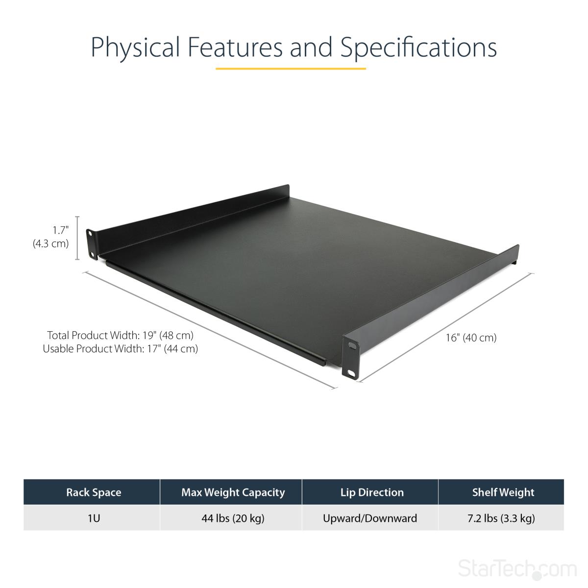 STARTECH.COM 1u Server Rack Shelf 16in. Deep - Eca-310 Compliant