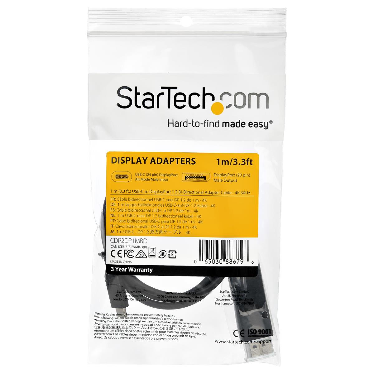 STARTECH.COM USB-c To DisplayPort Adapter Cable - 4k 60hz - 1m