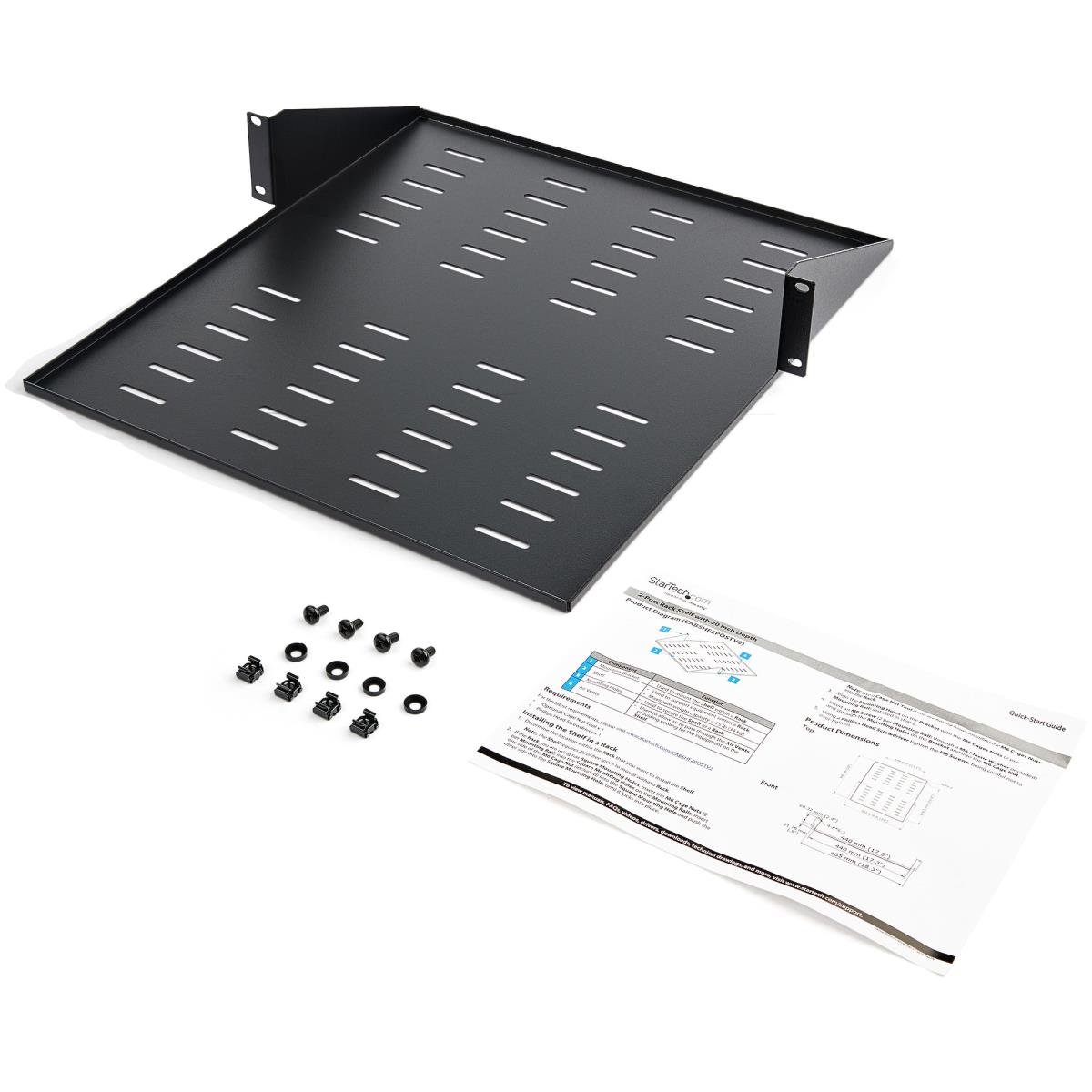 STARTECH.COM Server Rack Shelf - 2u 2 Post - Center Mount - Vented