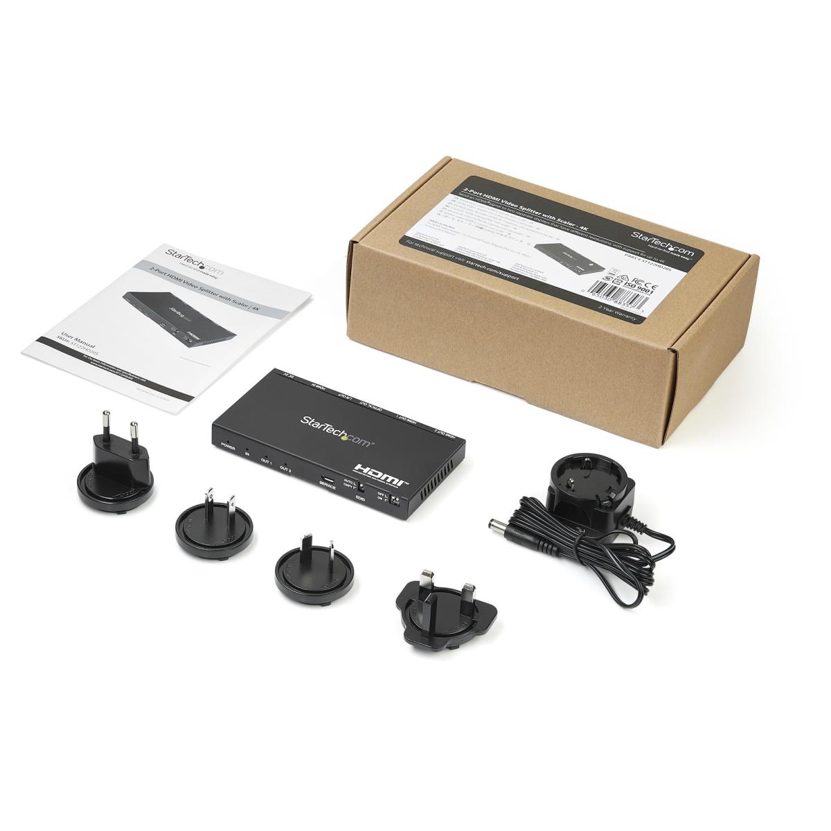 STARTECH.COM Hdmi Splitter - 2-port 4k 60hz With Built-in Scaler