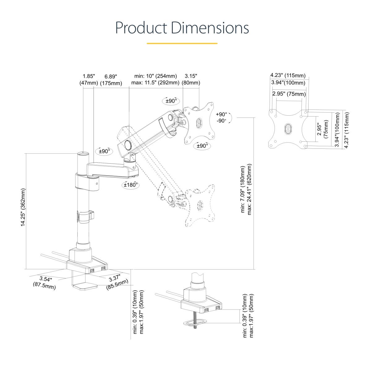 STARTECH.COM Desk Mount Monitor Arm Articulating - 2x USB 3.0