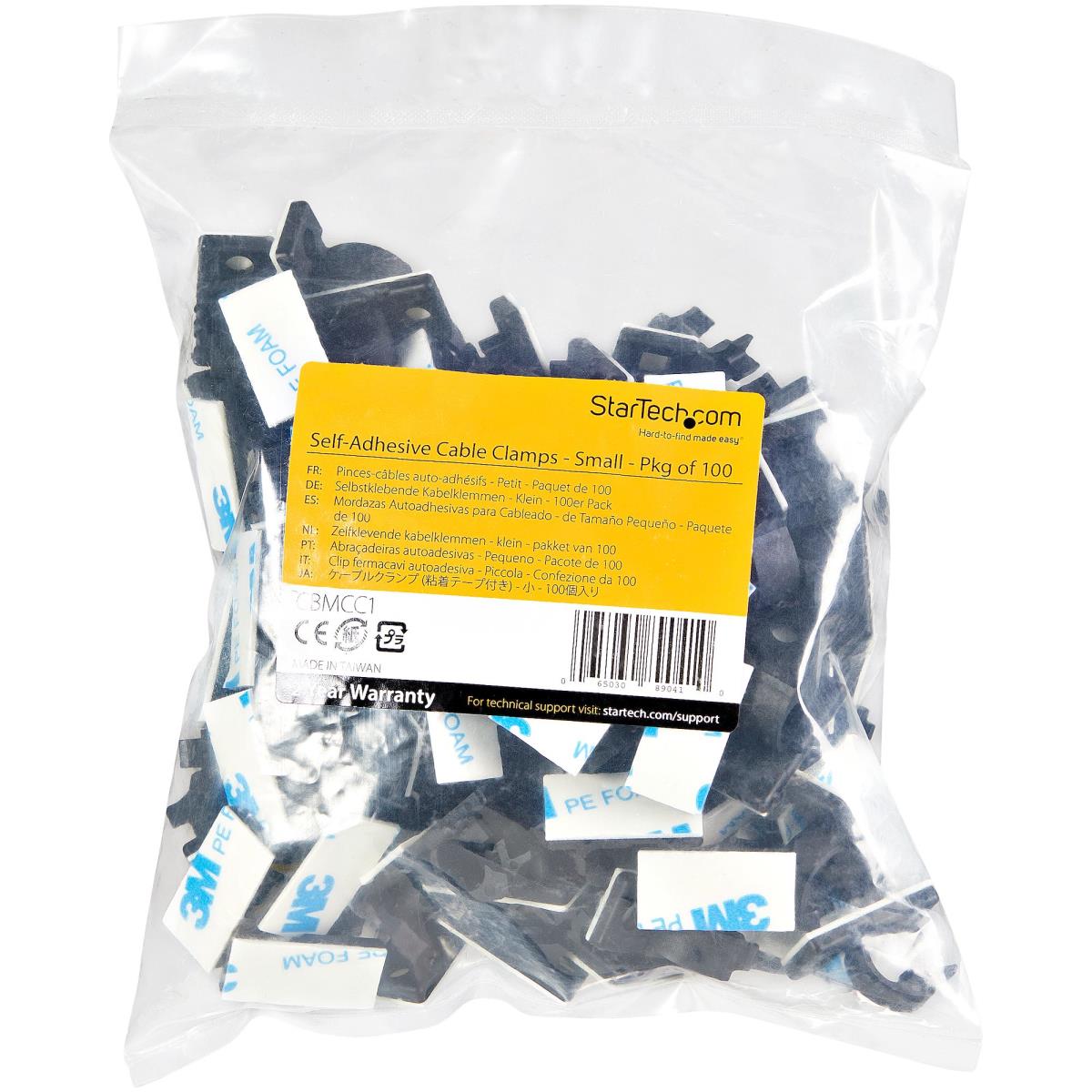 STARTECH.COM Adhesive Cable Management ClIPS Black - Nylon Self Adhesive Clamp Ul/94v-2 Fire Rated - 100 Pack - Cbmcc1