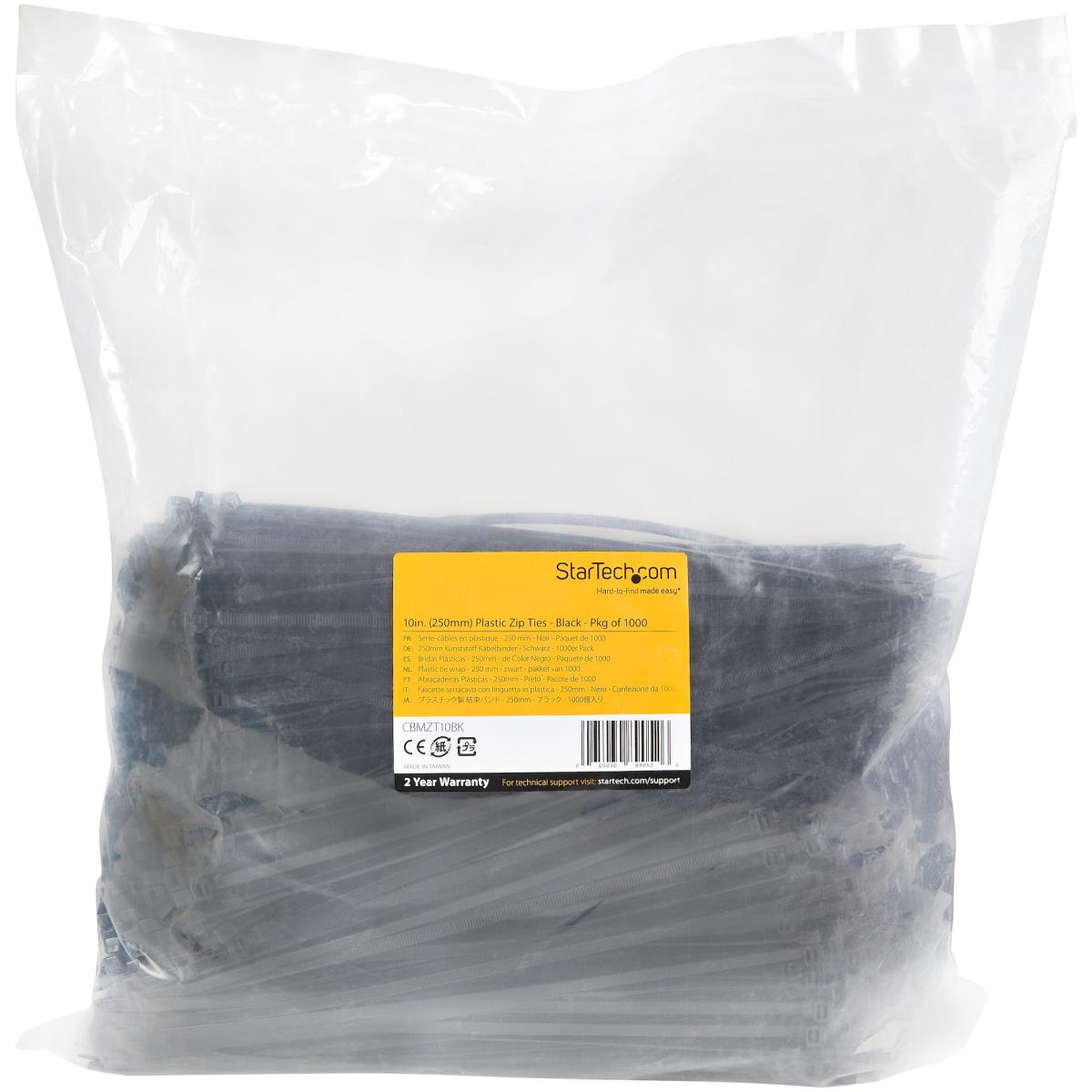STARTECH.COM Cable Ties -black Nylon Zip Tie Wraps Ul Taa 1000 Pack 10in